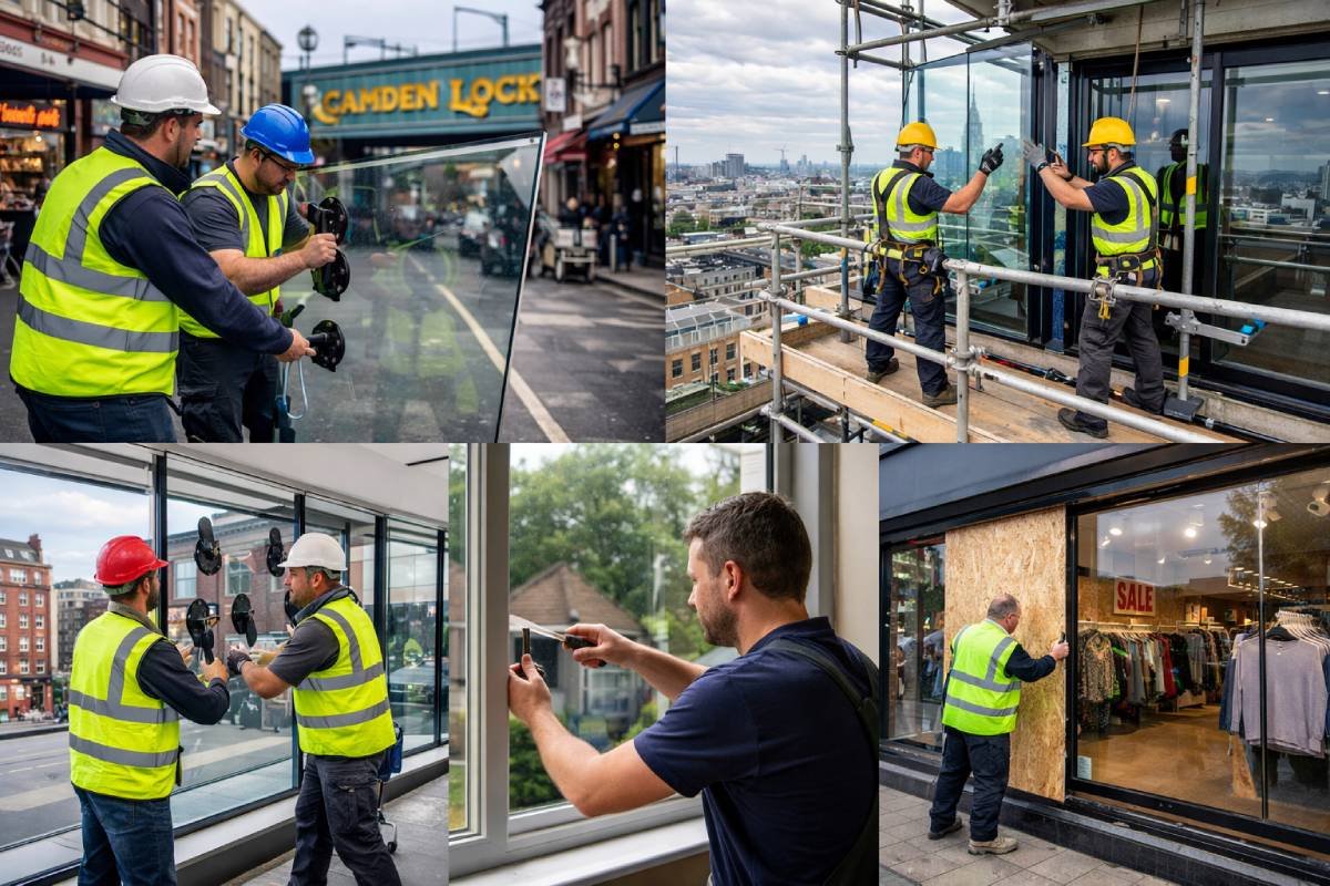 Glaziers in camden window installation